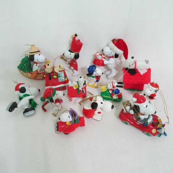 United Feature Sydicate Holiday Lot Of 4 Snoopy Christmas Ornaments Peanuts Ufs Adler Ceramic Resin Poshmark